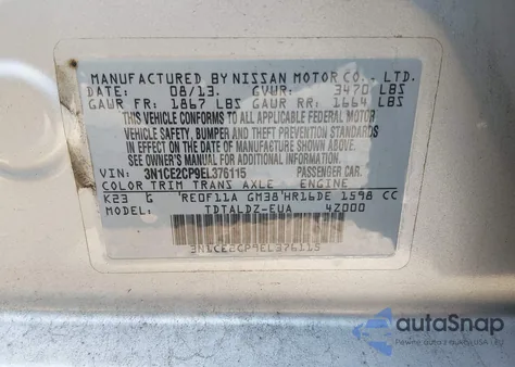 2014 Nissan Versa Note Sv z USA, uszkodzony, nr VIN 3N1CE2CP9EL376115